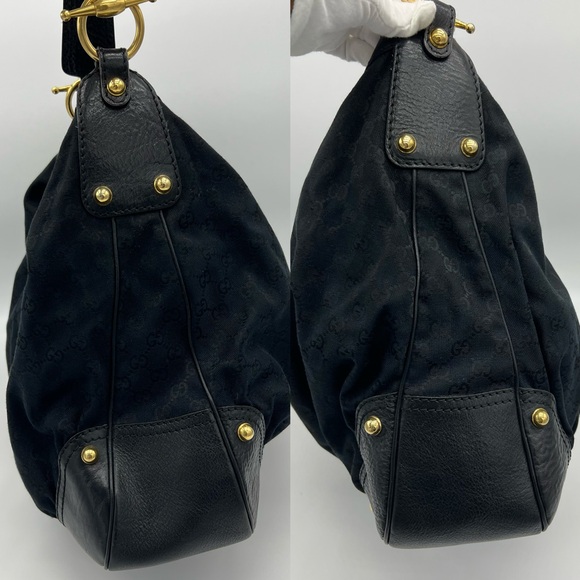 Authentic Gucci Black canvas Jockey large hobo shoulder bag - Picture 9 of 16